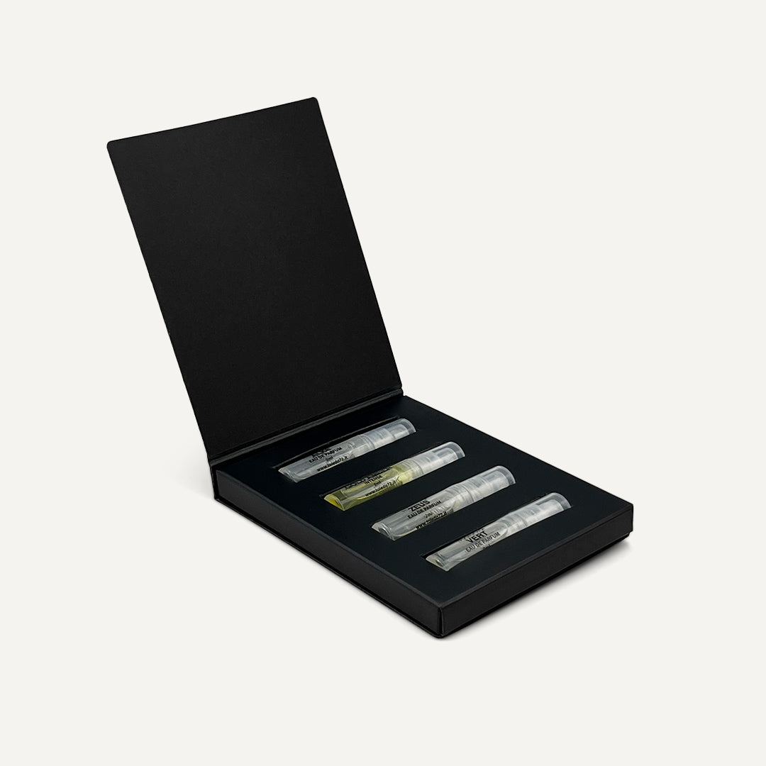 Set di 4 campioni TOLEDO72 in elegante cofanetto nero, vista prospettica