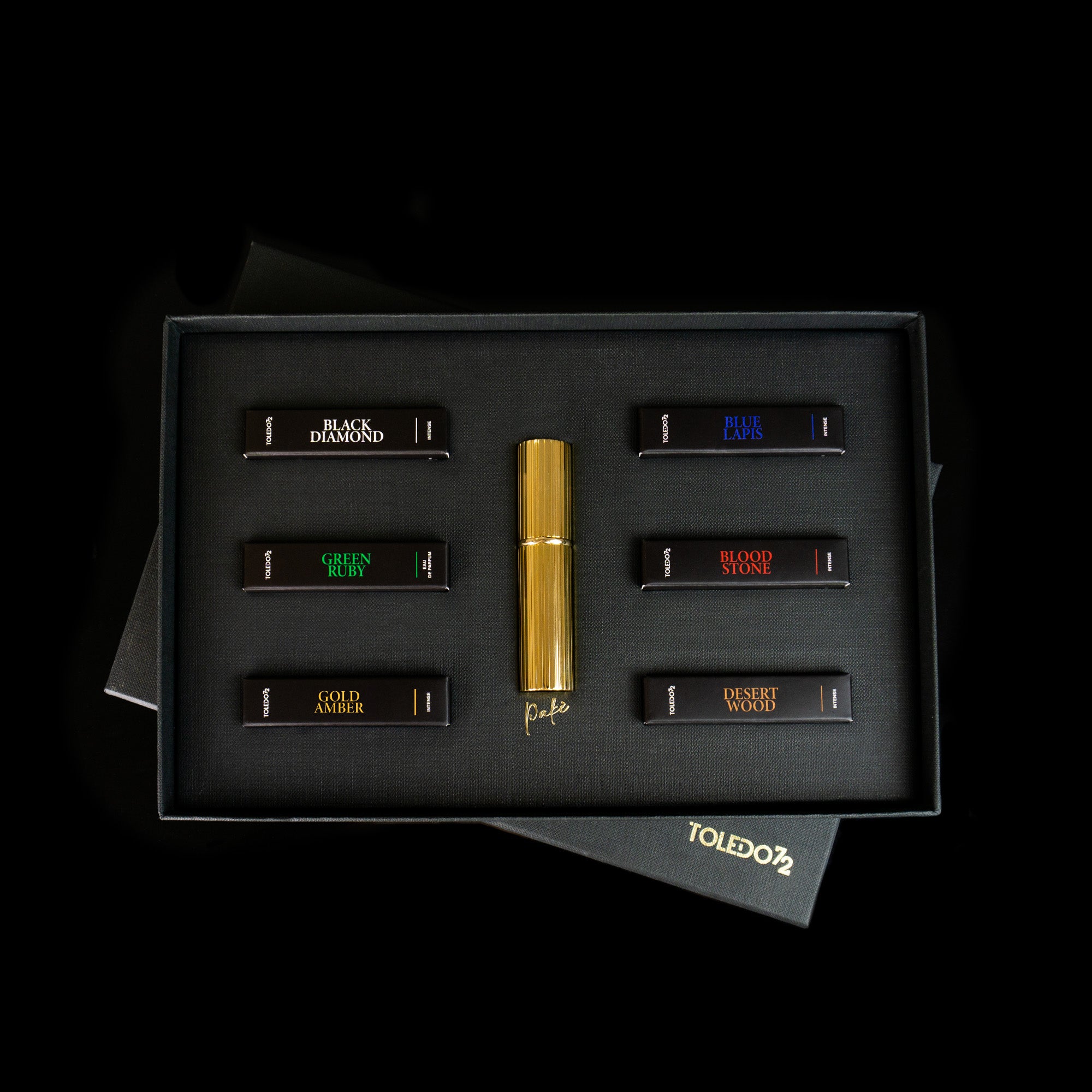 INTENSE - Set mit 6 Proben 3ml + Reiseparfüm 5ml nachfüllbar