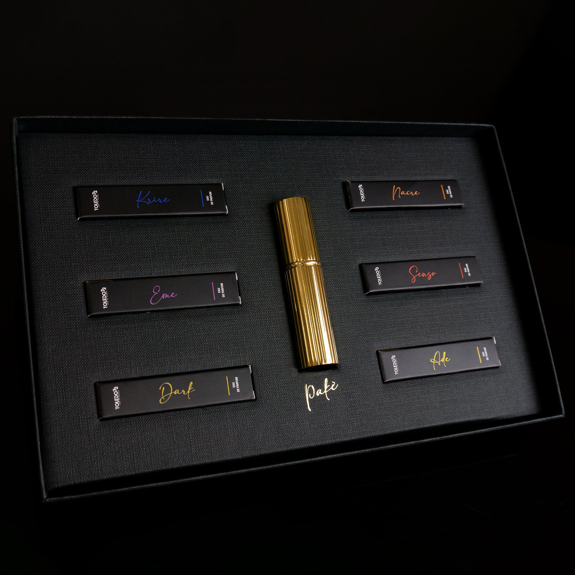 WOODY – Set mit 6 3-ml-Proben + 5 ml nachfüllbarem Reiseparfüm