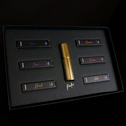 WOODY – Set mit 6 3-ml-Proben + 5 ml nachfüllbarem Reiseparfüm